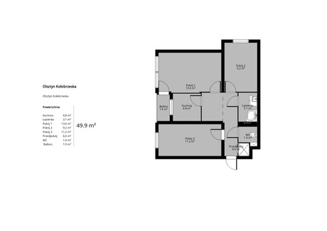 Mieszkanie na sprzedaż - Kołobrzeska Śródmieście, Olsztyn, 49,9 m², 398 000 PLN, NET-1538847499