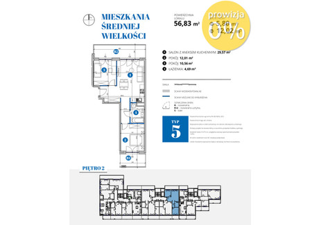 Mieszkanie na sprzedaż - Bobrowiecka Mokotów, Warszawa, 56,83 m², 1 184 687 PLN, NET-163/6023/OMS