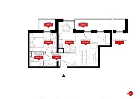 Mieszkanie na sprzedaż - Władysława Reymonta Kleczków, Wrocław-Psie Pole, Wrocław, 46,97 m², 654 230 PLN, NET-283472