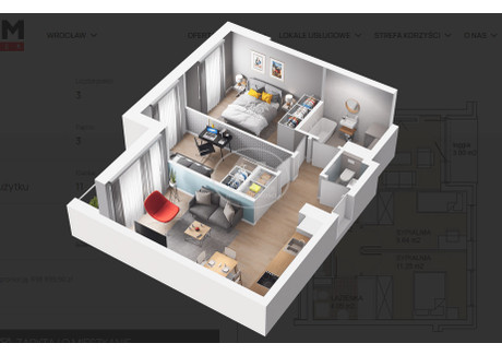 Mieszkanie na sprzedaż - Odolanowska Zakrzów, Wrocław-Psie Pole, Wrocław, 50,8 m², 609 000 PLN, NET-941513