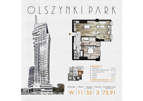 Mieszkanie na sprzedaż - Szopena 35C Śródmieście, Rzeszów, 74,45 m², inf. u dewelopera, NET-W55