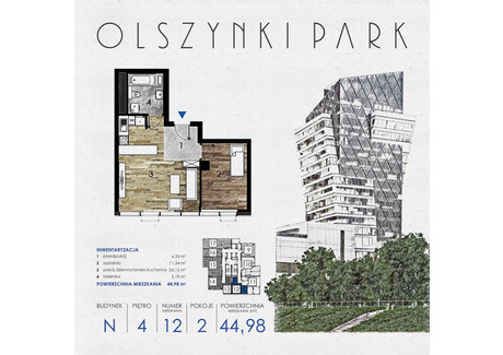 Mieszkanie na sprzedaż - Szopena 35C Śródmieście, Rzeszów, 45,12 m², inf. u dewelopera, NET-N12