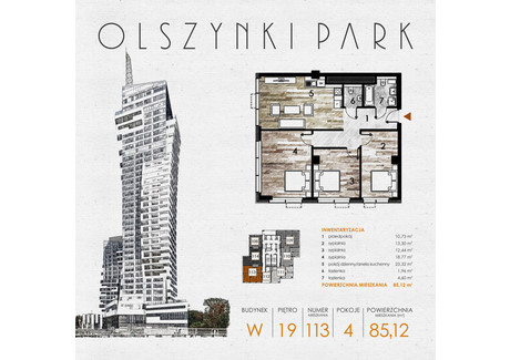 Mieszkanie na sprzedaż - Szopena 35C Śródmieście, Rzeszów, 85,87 m², inf. u dewelopera, NET-W113