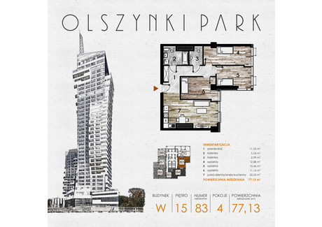 Mieszkanie na sprzedaż - Szopena 35C Śródmieście, Rzeszów, 77,13 m², inf. u dewelopera, NET-W83