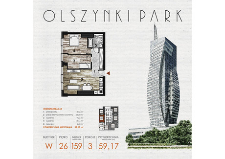 Mieszkanie na sprzedaż - Szopena 35C Śródmieście, Rzeszów, 59,69 m², inf. u dewelopera, NET-W159
