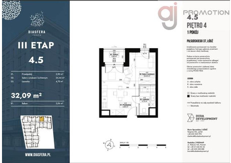 Biuro na sprzedaż - al. Piłsudskiego Śródmieście, Łódź, 32,09 m², 466 000 PLN, NET-59590L