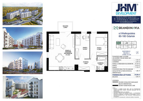 Mieszkanie na sprzedaż - Wielkopolska Orunia Górna, Gdańsk, 61,86 m², 568 506 PLN, NET-927339