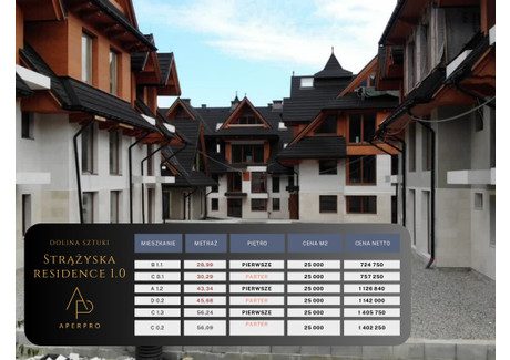 Mieszkanie na sprzedaż - Strążyska Zakopane, Tatrzański (Pow.), 28,99 m², 724 750 PLN, NET-3