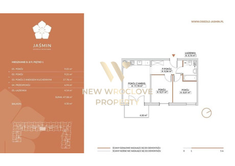 Mieszkanie na sprzedaż - Grodzieńska Psie Pole, Wrocław-Psie Pole, Wrocław, 48 m², 550 000 PLN, NET-873641