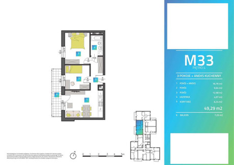 Mieszkanie na sprzedaż - Romualda Mielczarskiego Łódź-Polesie, Łódź, 49,42 m², 597 982 PLN, NET-5683/12083/OMS