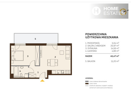 Mieszkanie na sprzedaż - Josepha Conrada Azory, Kraków-Krowodrza, Kraków, 45,47 m², 697 000 PLN, NET-371131