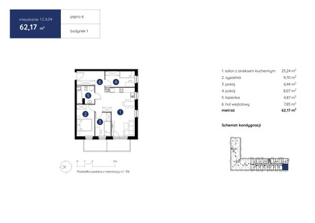 Mieszkanie na sprzedaż - Ponikwoda, Lublin, 62,17 m², 649 100 PLN, NET-219619