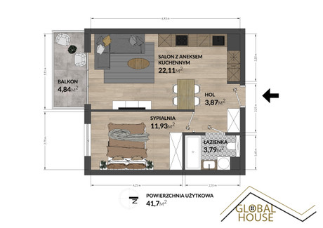 Mieszkanie na sprzedaż - Mogilska Grzegórzki, Kraków-Śródmieście, Kraków, 41,7 m², 755 000 PLN, NET-133905