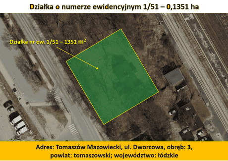 Działka na sprzedaż - Dworcowa Tomaszów Mazowiecki, Tomaszowski (Pow.), 1351 m², 120 000 PLN, NET-182