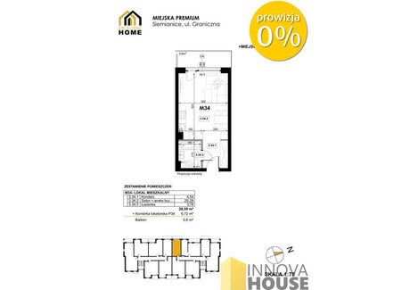 Mieszkanie na sprzedaż - Graniczna Siemianice, Słupsk, Słupski, 28,59 m², 214 425 PLN, NET-484/5403/OMS