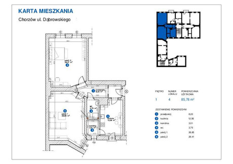 Mieszkanie na sprzedaż - Dąbrowskiego Centrum, Chorzów, 85,78 m², 352 000 PLN, NET-68890184