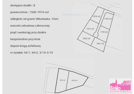 Działka na sprzedaż - Smólnik, Włocławek, Włocławski, 1500 m², 63 000 PLN, NET-BMO-GS-2864