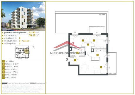 Mieszkanie na sprzedaż - Suwalna Legionowo, Legionowski, 61,5 m², 696 500 PLN, NET-87/6213/OMS