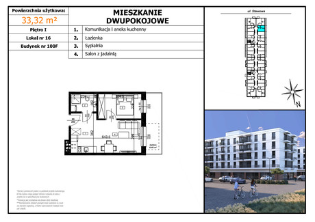 Mieszkanie na sprzedaż - Stawowa Brzeziny, Czechowice-Dziedzice (Gm.), Bielski (Pow.), 33,32 m², 263 228 PLN, NET-3