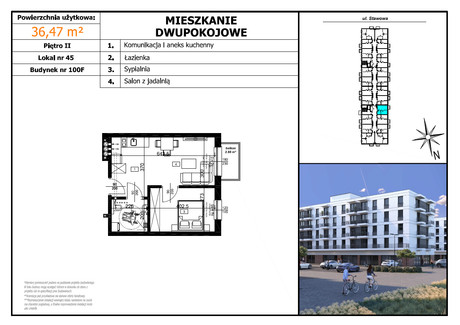 Mieszkanie na sprzedaż - Stawowa Czechowice-Dziedzice, Bielski (pow.), 36,47 m², 288 113 PLN, NET-1.7