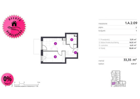 Mieszkanie na sprzedaż - 1-go Maja Polesie, Łódź, 34 m², 407 703 PLN, NET-100958