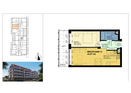 Mieszkanie na sprzedaż - Polna Bałuty, Łódź-Bałuty, Łódź, 44,97 m², 427 200 PLN, NET-EC950112