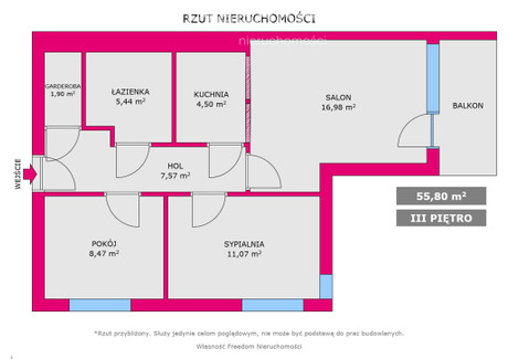 Mieszkanie na sprzedaż - Władysława Orkana Brynów, Katowice, 55,8 m², 549 000 PLN, NET-33156/3685/OMS