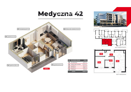 Mieszkanie na sprzedaż - Medyczna Górne, Piła, Pilski, 51,16 m², 460 440 PLN, NET-33724/3685/OMS