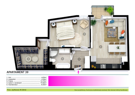 Mieszkanie na sprzedaż - Kazimierza Pułaskiego Luboń, Poznański, 49,33 m², 410 000 PLN, NET-35465/3685/OMS