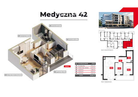 Mieszkanie na sprzedaż - Medyczna Górne, Piła, Pilski, 50,85 m², 442 395 PLN, NET-33726/3685/OMS