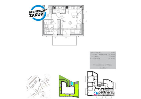 Mieszkanie na sprzedaż - Sybiraków Kwidzyn, Kwidzyński, 47,59 m², 452 105 PLN, NET-PAN604078