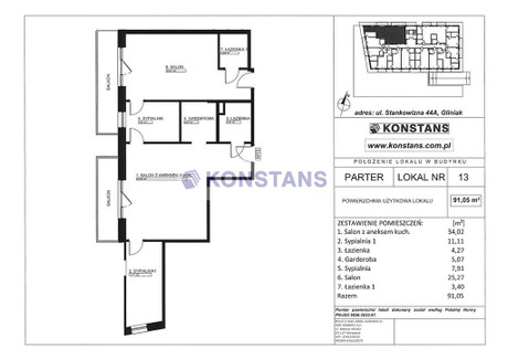 Mieszkanie na sprzedaż - Stankowizna Gliniak, Mińsk Mazowiecki, Miński, 91,05 m², 728 400 PLN, NET-33466/270/OMS