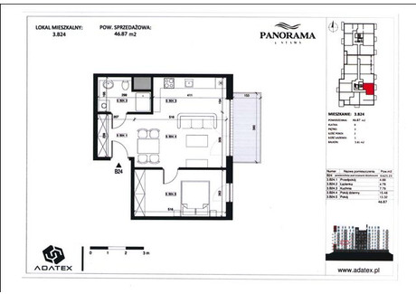 Mieszkanie na sprzedaż - Trzy Stawy, Katowice, M. Katowice, 46,87 m², 651 493 PLN, NET-72B/S/M/2024