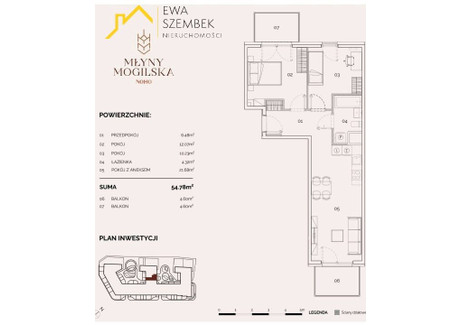 Mieszkanie na sprzedaż - Grzegórzki, Kraków, Kraków M., 54,78 m², 1 232 550 PLN, NET-SBK-MS-17546