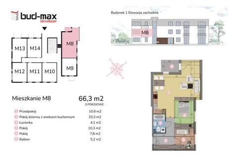 Mieszkanie na sprzedaż - Dąbrówka Infułacka, Tarnów, 66,3 m², 497 250 PLN, NET-392