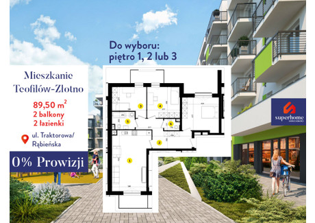 Mieszkanie na sprzedaż - Łubinowa Polesie, Łódź, 89,5 m², 747 325 PLN, NET-18