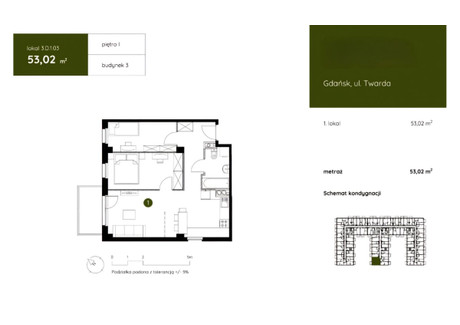 Mieszkanie na sprzedaż - Twarda Młyniska, Gdańsk, 53,02 m², 885 434 PLN, NET-554218