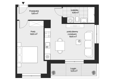 Mieszkanie na sprzedaż - Piasta Kołodzieja Mistrzejowice, Kraków-Nowa Huta, Kraków, 44,29 m², 664 350 PLN, NET-DV431114