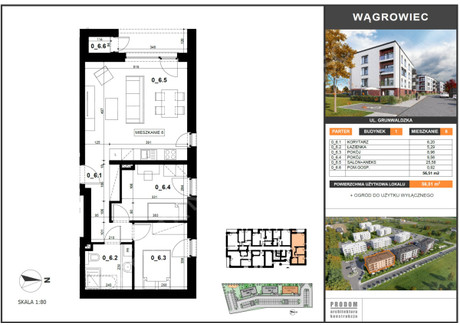 Mieszkanie na sprzedaż - Berdychowo, Wągrowiec, Wągrowiecki, 56,51 m², 383 155 PLN, NET-596265