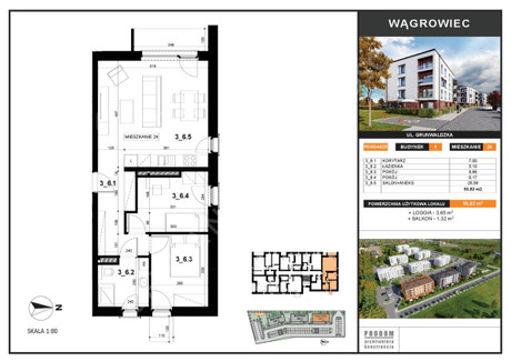 Mieszkanie na sprzedaż - Berdychowo, Wągrowiec, Wągrowiecki, 55,82 m², 397 718 PLN, NET-227044