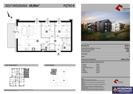 Mieszkanie na sprzedaż - Zamość, 72,8 m², 520 895 PLN, NET-60