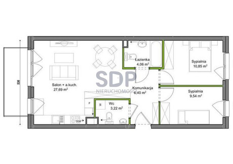 Mieszkanie na sprzedaż - Huby, Krzyki, Wrocław, 61,78 m², 702 000 PLN, NET-34364