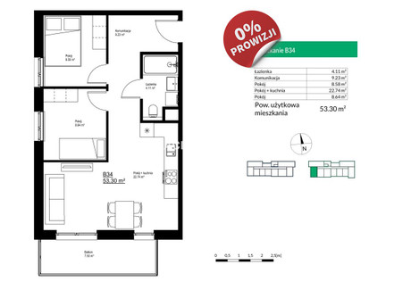 Mieszkanie na sprzedaż - Bieżanów Bieżanów-Prokocim, Bieżanów, Kraków, Kraków M., 53,3 m², 719 550 PLN, NET-BS2-MS-300303