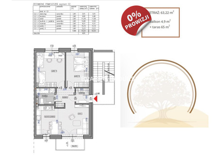 Mieszkanie na sprzedaż - Potrzask Bieżanów, Bieżanów, Kraków, Kraków M., 63,22 m², 695 357 PLN, NET-BS2-MS-302847