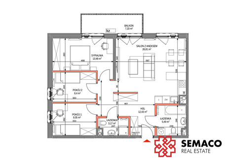 Mieszkanie na sprzedaż - Zabłocie Kraków, 79 m², 1 685 000 PLN, NET-OF914722