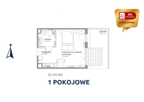 Mieszkanie na sprzedaż - Centralna Czyżyny, Kraków-Nowa Huta, Kraków, 32,99 m², 504 733 PLN, NET-494245