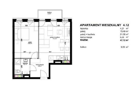 Mieszkanie na sprzedaż - Ołtaszyn, Wrocław-Krzyki, Wrocław, 47,13 m², 716 377 PLN, NET-182879