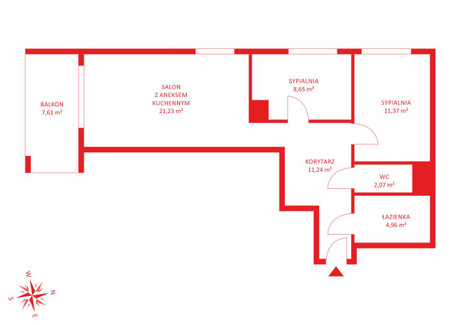 Mieszkanie na sprzedaż - Aleja Gen. Władysława Sikorskiego Mokotów, Warszawa, Mokotów, Warszawa, 59,52 m², 1 124 928 PLN, NET-PH524831