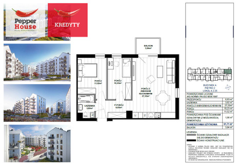 Mieszkanie na sprzedaż - Józefa Wąsika Łostowice, Gdańsk, 61,71 m², 559 278 PLN, NET-PH859941