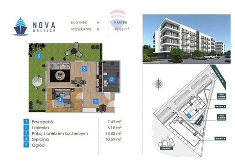 Mieszkanie na sprzedaż - Artyleryjska Kołobrzeg, Kołobrzeski, 43,06 m², 438 700 PLN, NET-43/13467/OMS